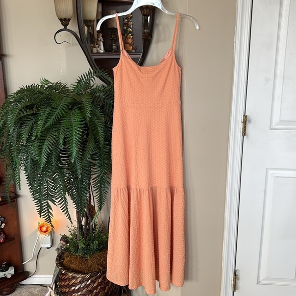 NWOT WAYF Iris Ruffle Hem Midi Dress Orange Ruched Lace Up Cutouts Bodycon Sexy - Picture 11 of 16